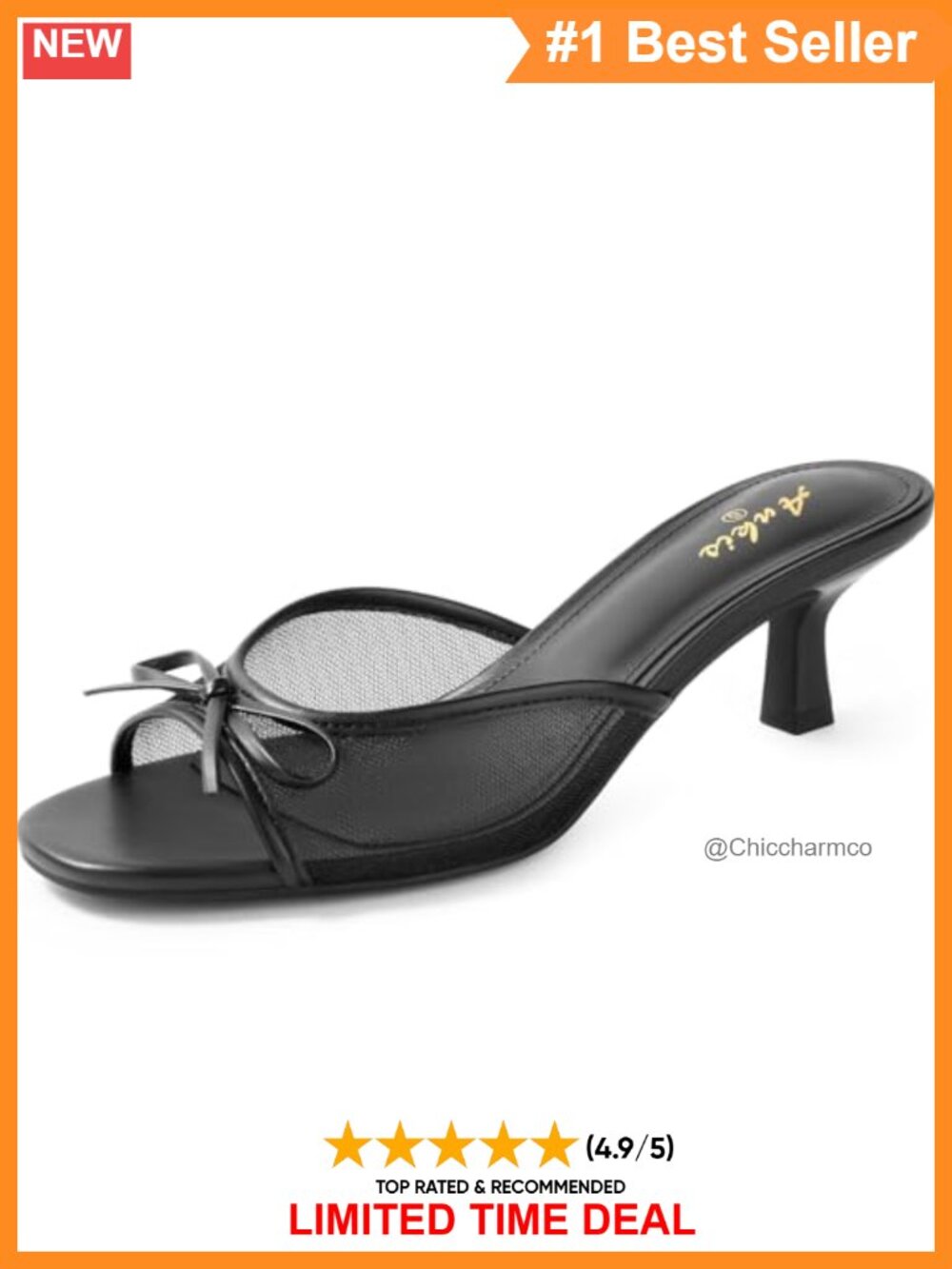 Kitten Heel Sandals Square Open Toe Bow Mules Slip On Dress Heels